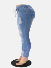 Women's Irregular Ripped Mid-rise Jeans - Thingy-London