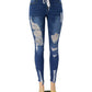 Women's Irregular Ripped Mid-rise Jeans - Thingy-London