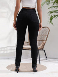 Women's Irregular Ripped Mid-rise Tight Jeans - Thingy-London