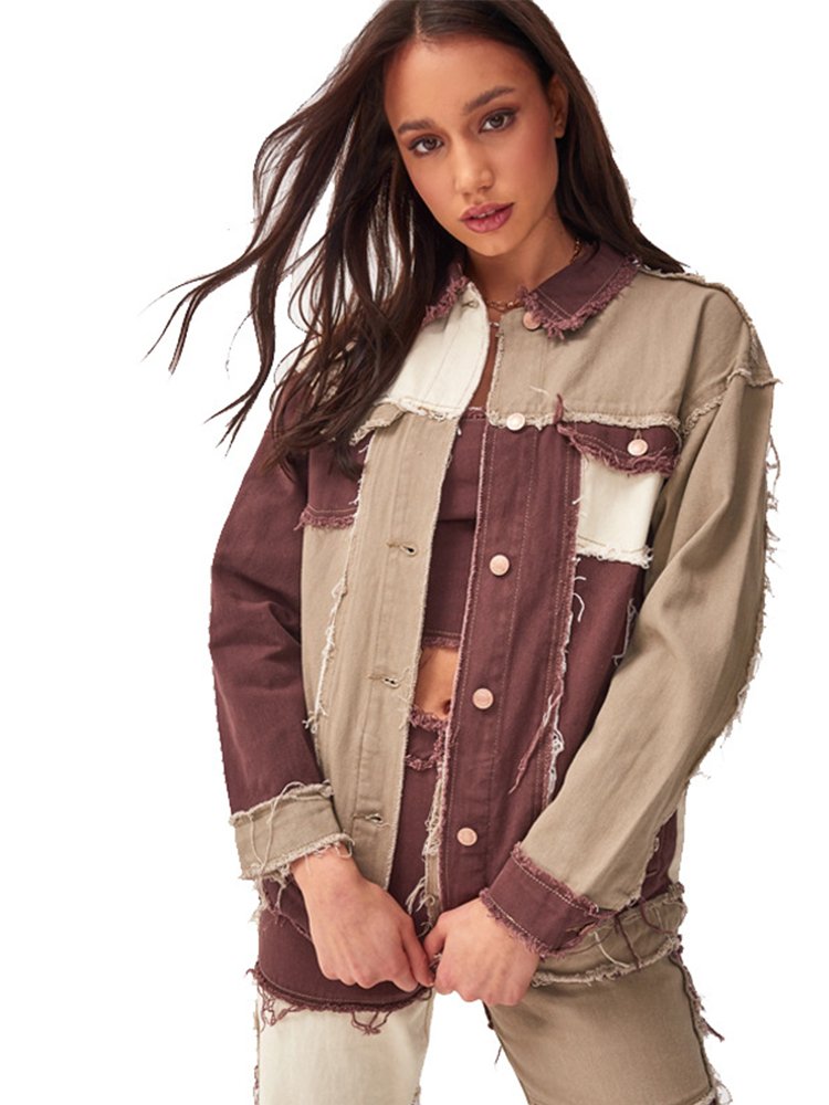 Women's new fashion joint seam denim jacket - Thingy-London