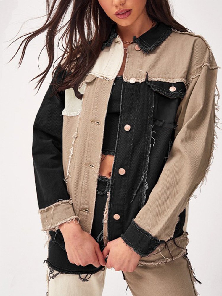Women's new fashion joint seam denim jacket - Thingy-London