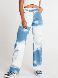 Women's white blue dyed Stretch Denim Skinny Jeans - Thingy-London